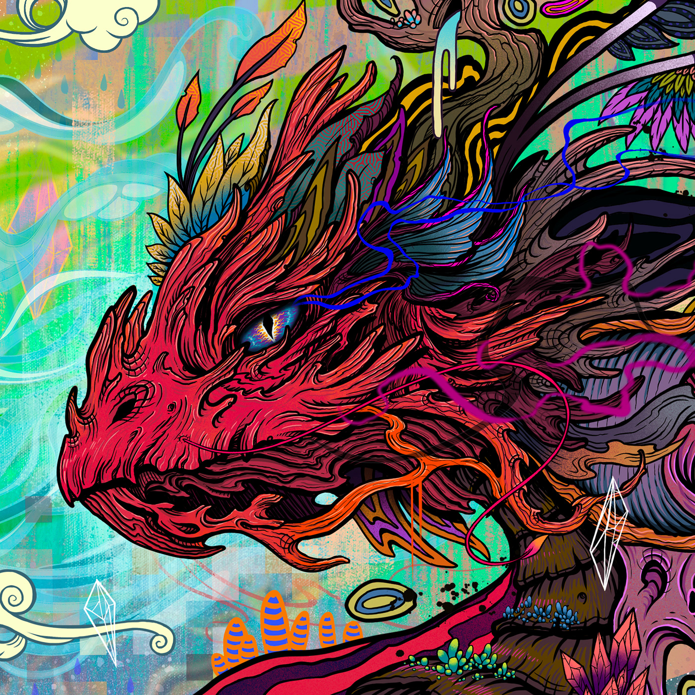 dragon fantasy Digital Art  ILLUSTRATION  mythology details Magic   artwork Procreate