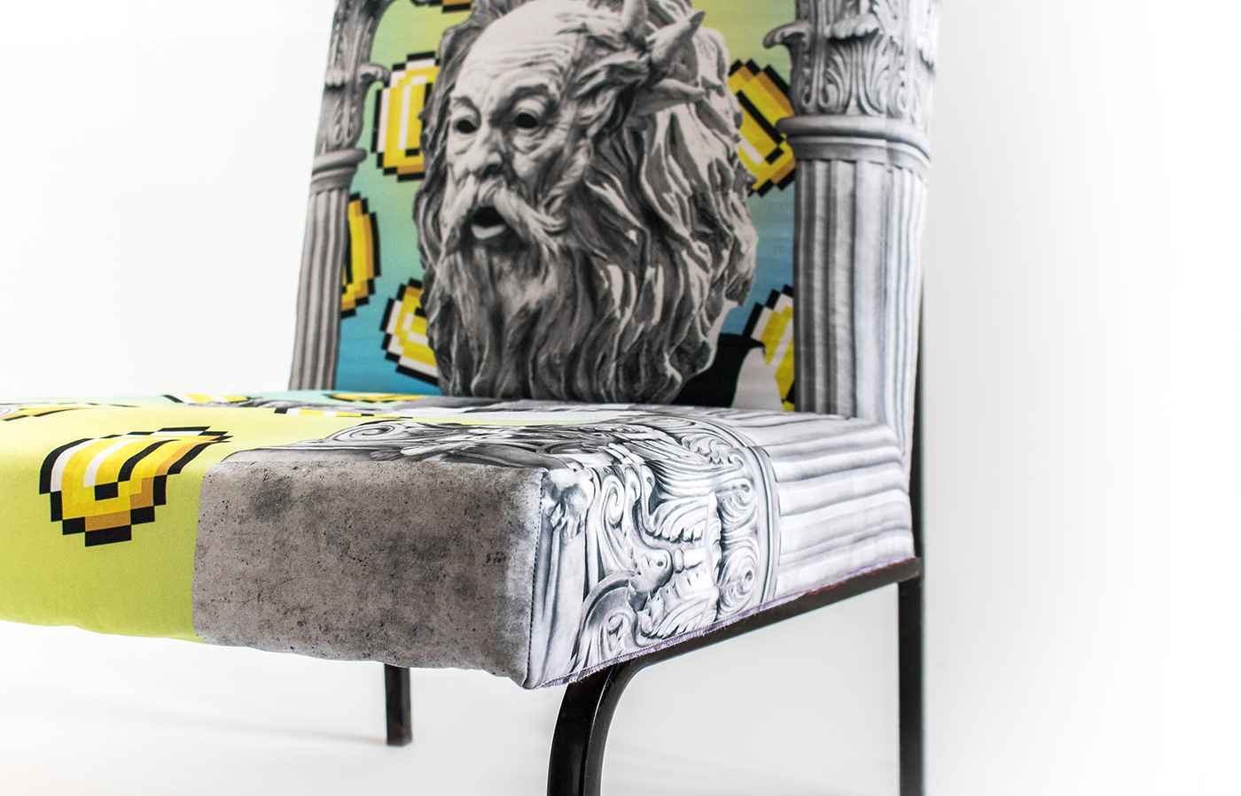 kitsch textile fabric design armchair cover madeineger