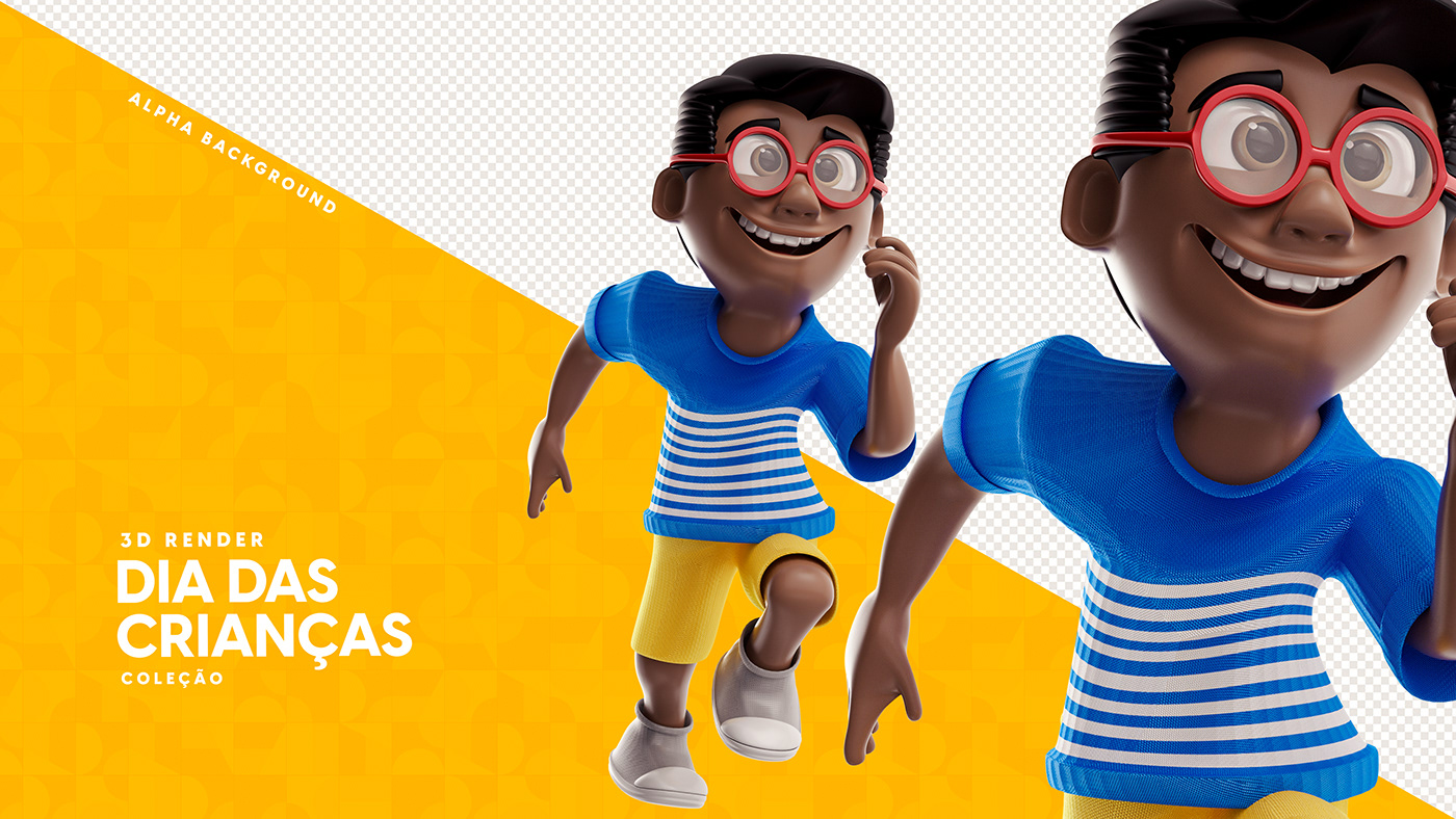 3D Character campanha children Children's Day Dia das Crianças key visual Personagem 3D publicidade selo 3d