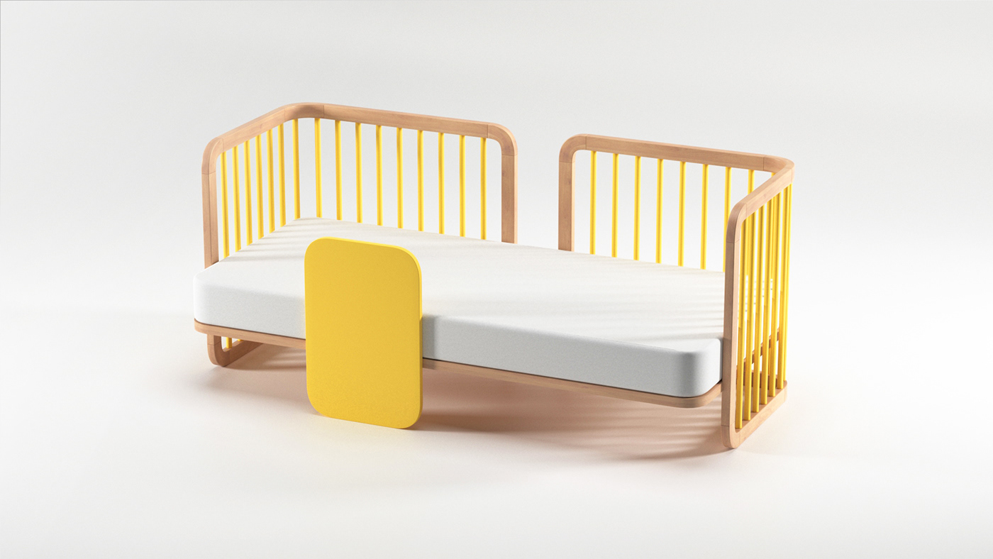 modular crib kids furniture children wood pastel yellow blue green