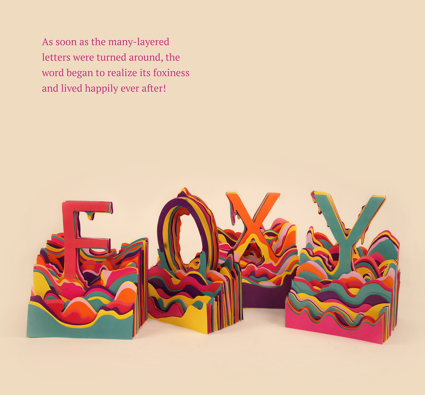 Foxy layers cardboard paper waves physical papercraft