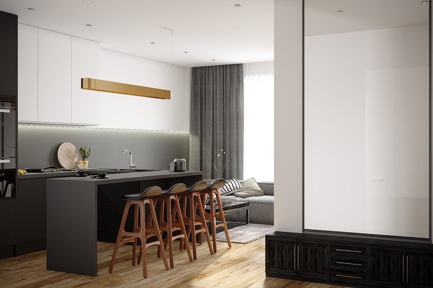 3ds max apartment archilovers CGI corona renderer design interior design  kitchen photoshop scandinavian apartment