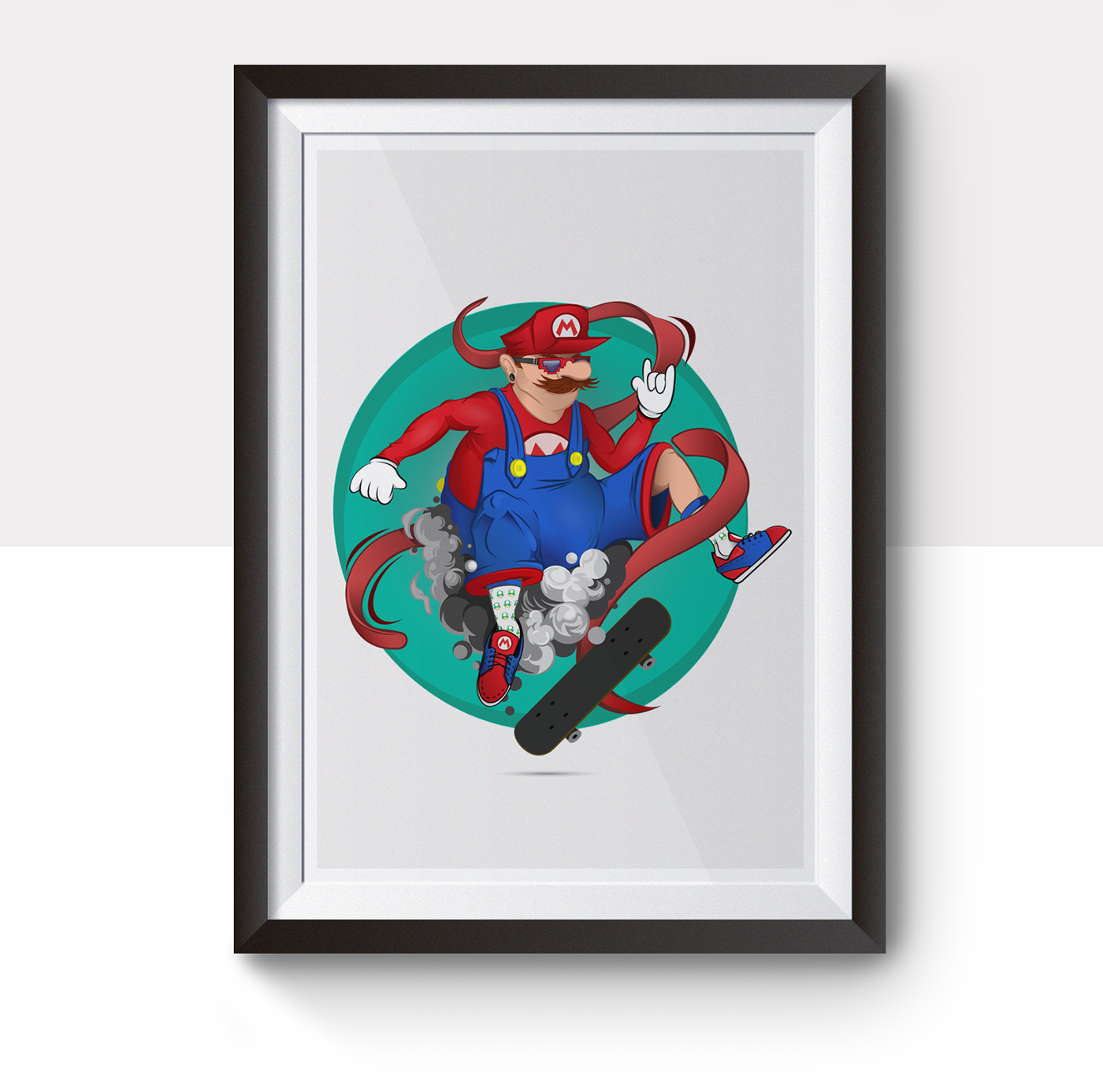 ILLUSTRATION  Illustrator art SuperMario vector draw Project skate skateboard Idol