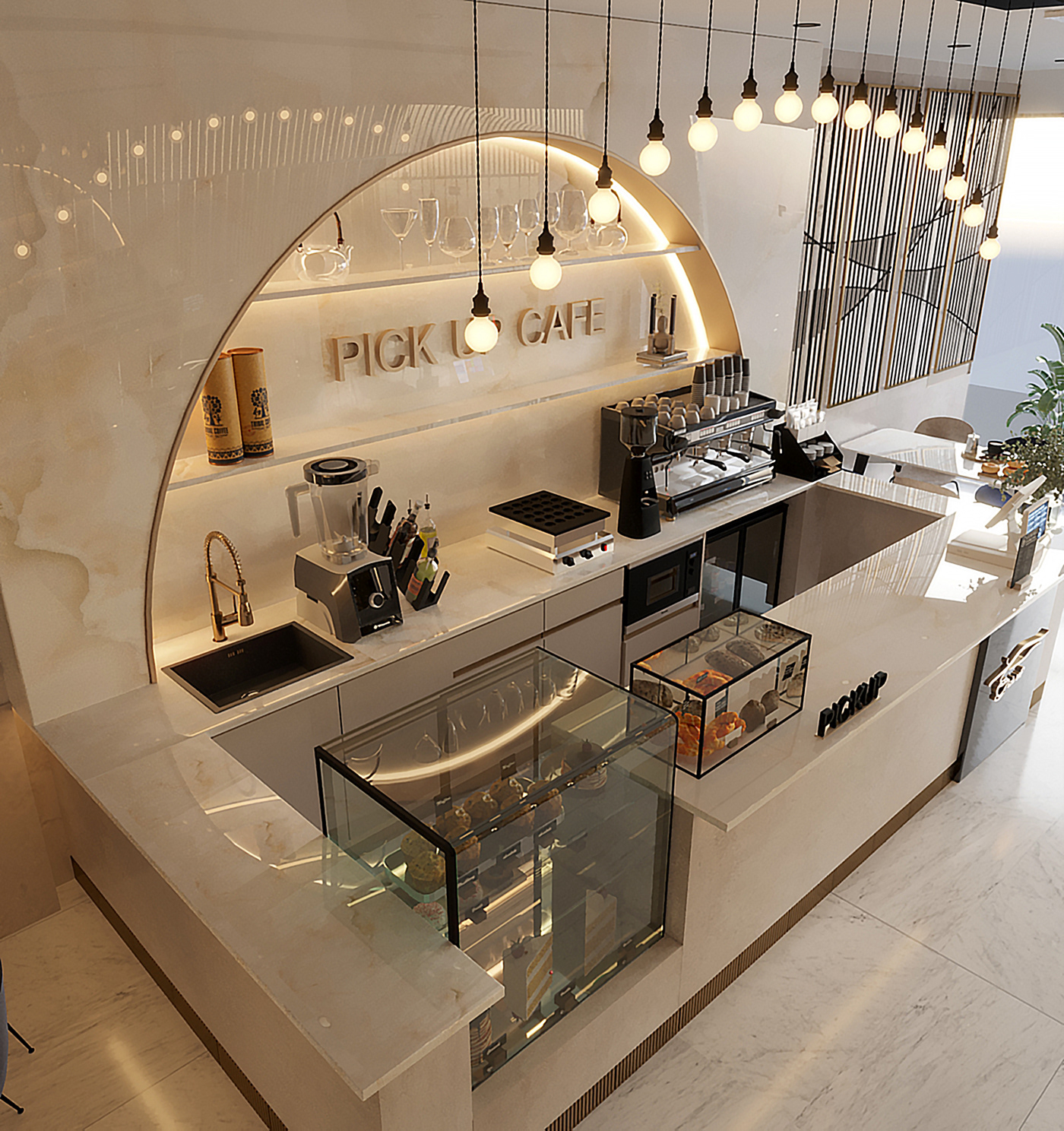 3ds max architecture archviz coffee shop corona interior design  modern Render Retail design visualization