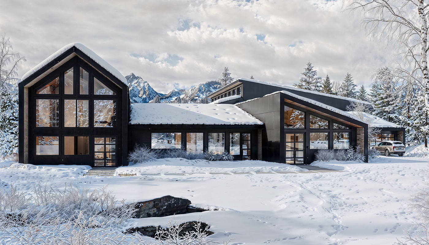 winter architecture visualization Render exterior archviz rendering 3ds max corona modern