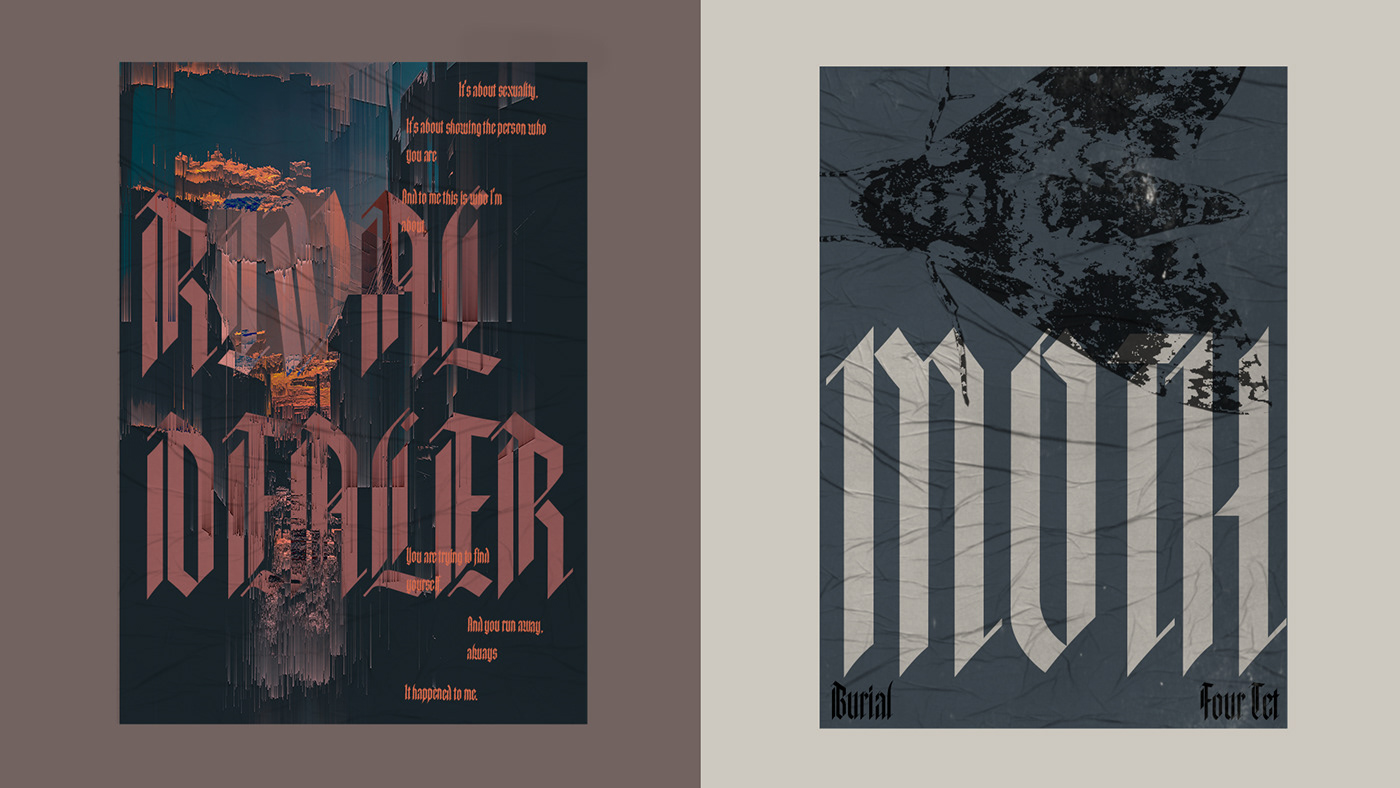 album cover Blackletter Digital Art  font glitch art music Poster Design typography   Typeface databending