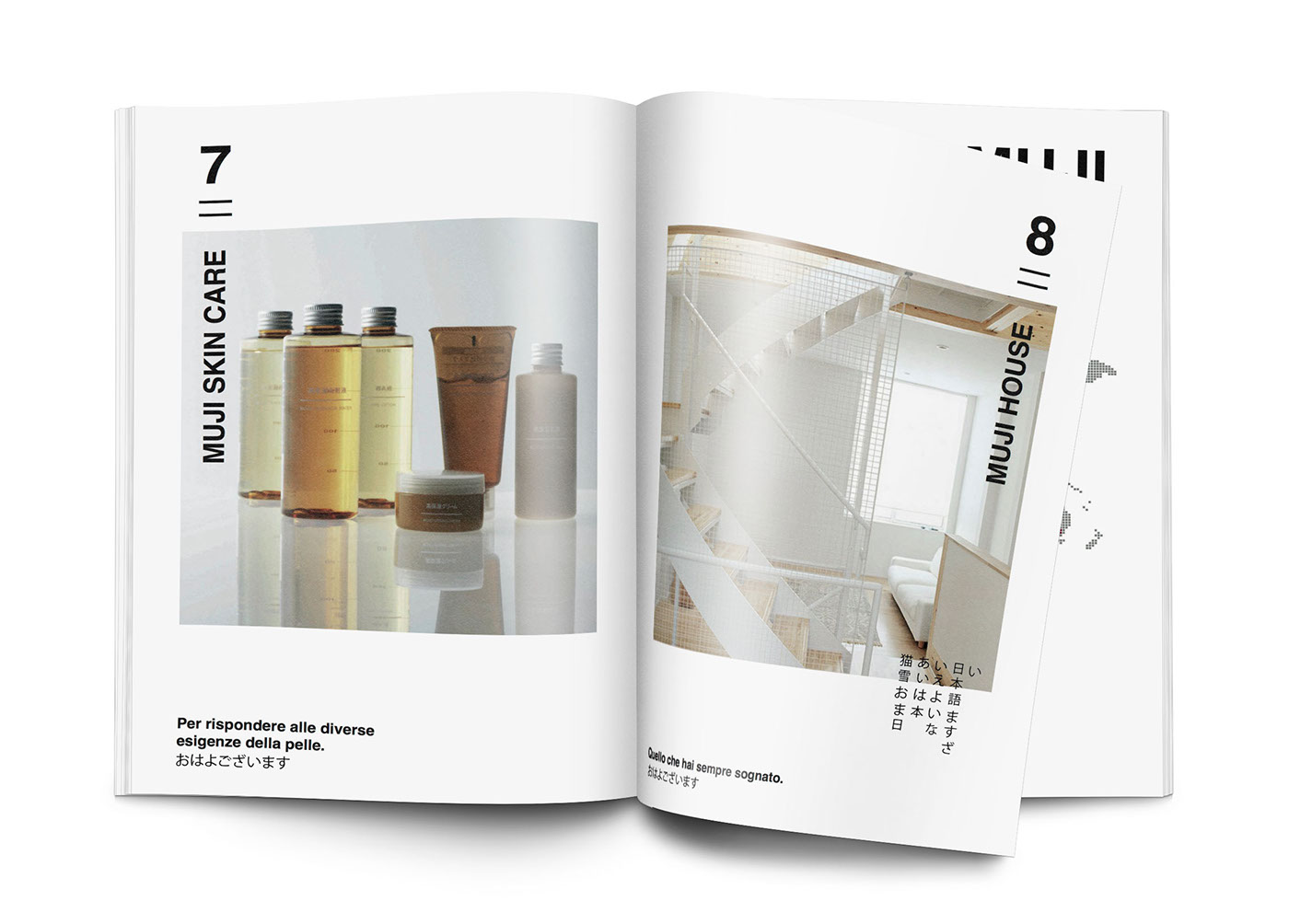 Lookbook muji minimalistic design magazine branding  Interpretation japan helvetica