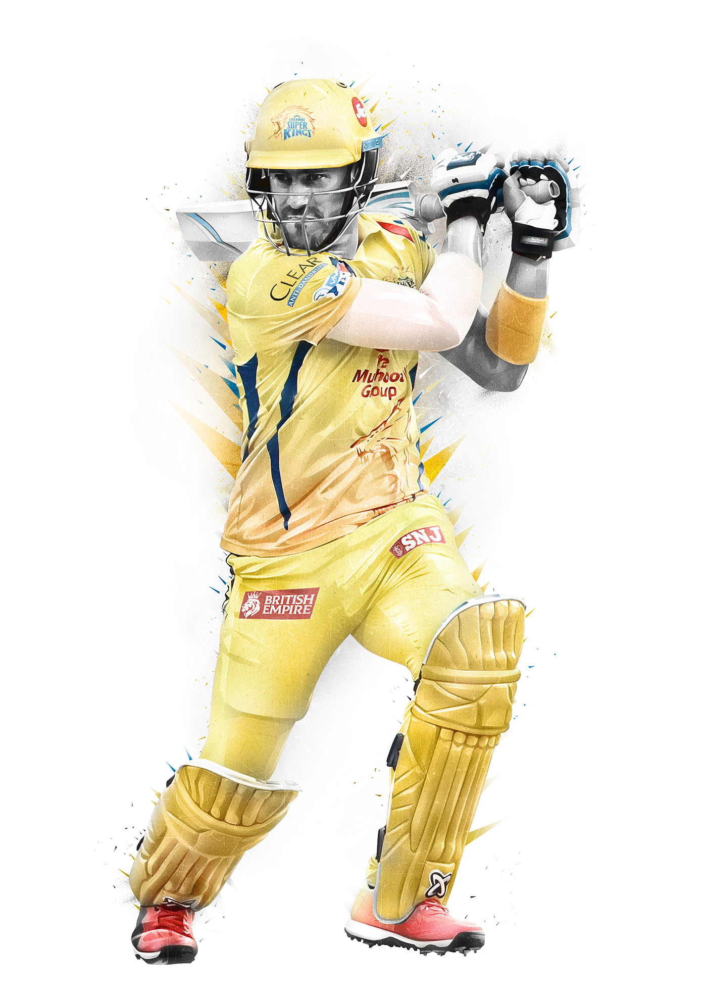 chennai super kings ILLUSTRATION  sport photoshop sport illustration Cricket MS Dhoni