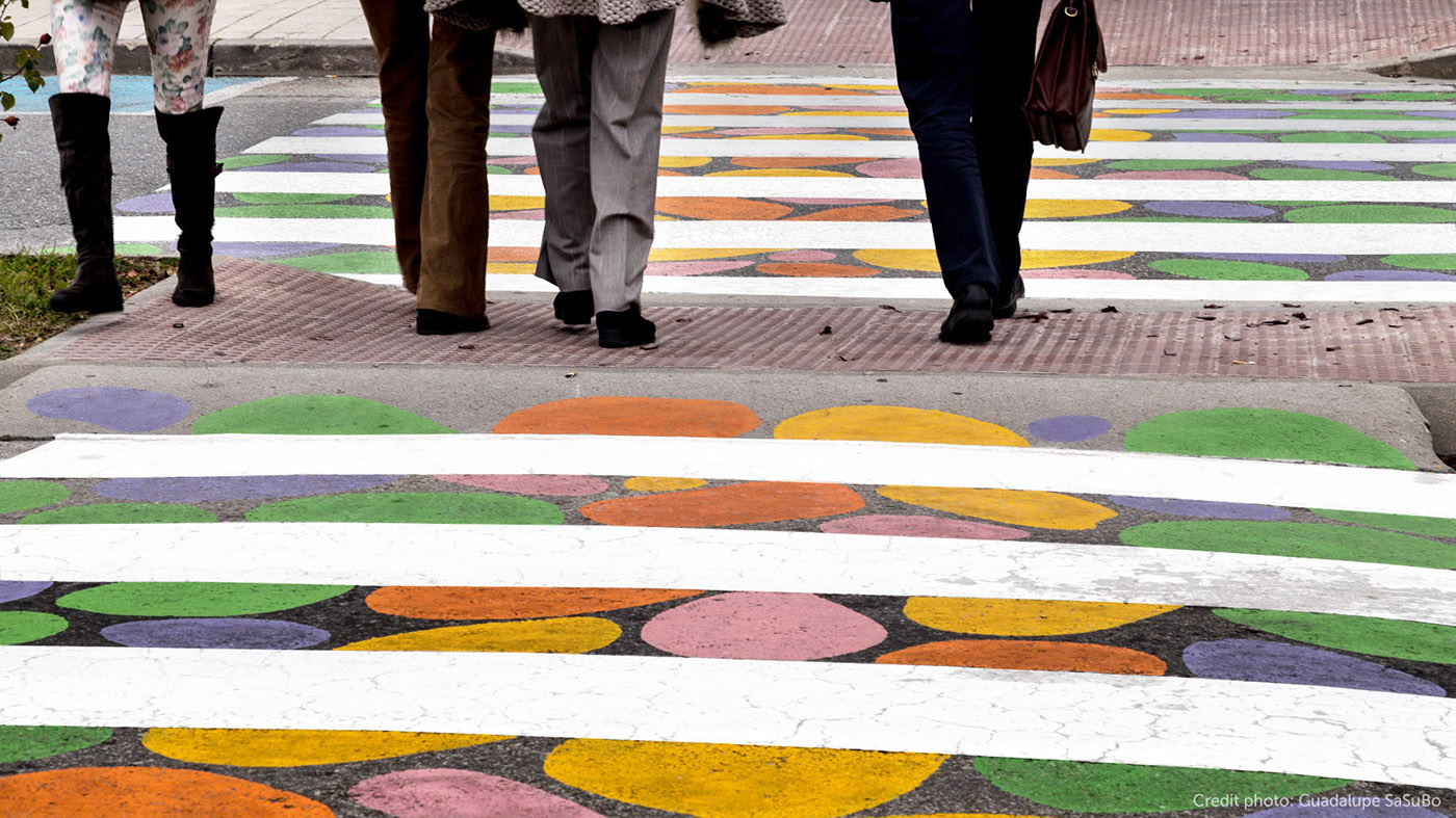 funnycross Urbanart streetart Site-specific actionArt zebracolorful crossingwalk