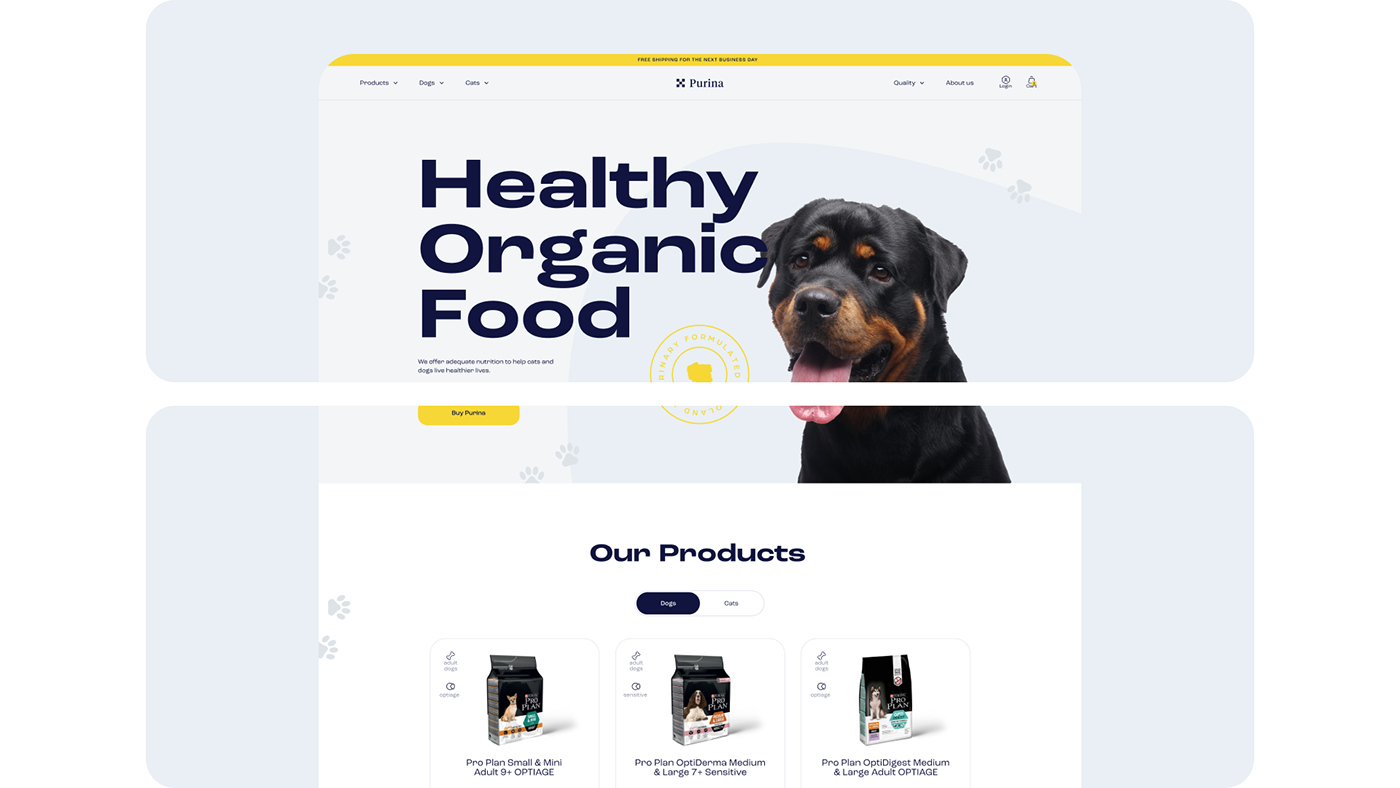 design concept Ecommerce pet food pets Purina ui design UI/UX user interface Web Design  Food 