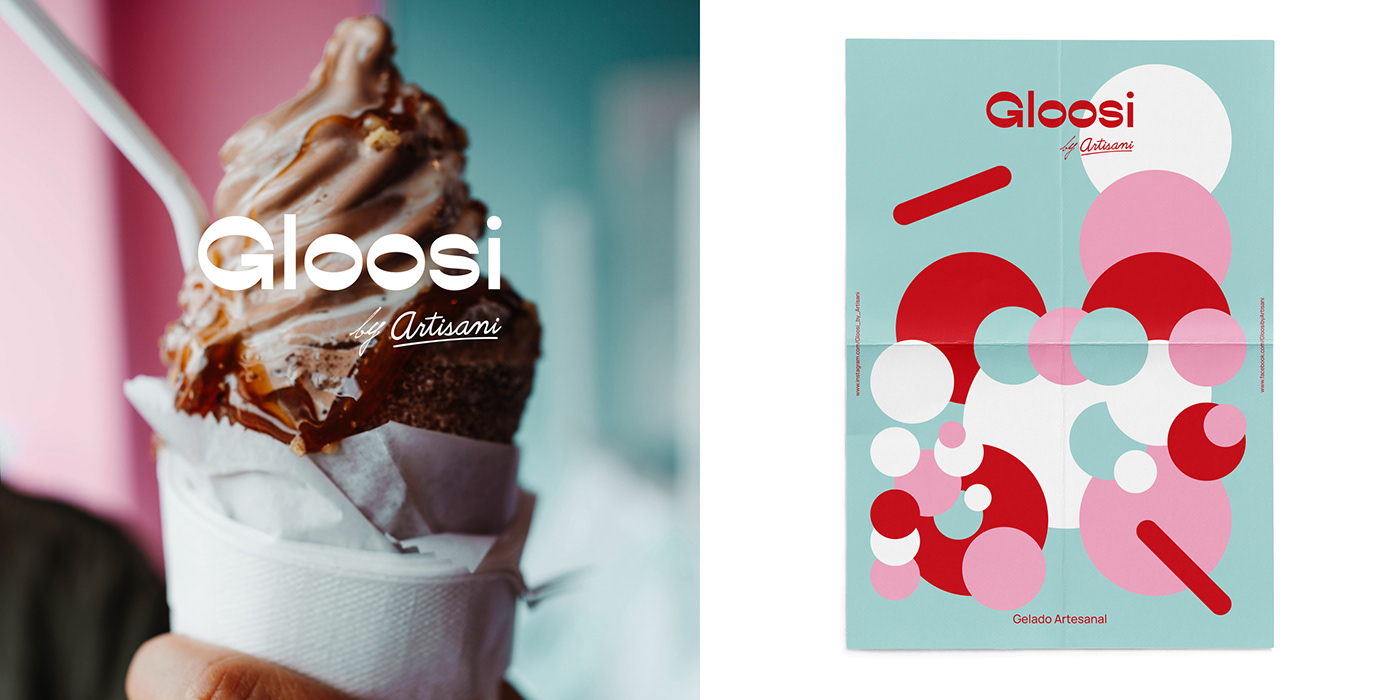 brand gelados gloosi ice cream logo Packaging uma uma brand studio food logo Ice Cream Logo