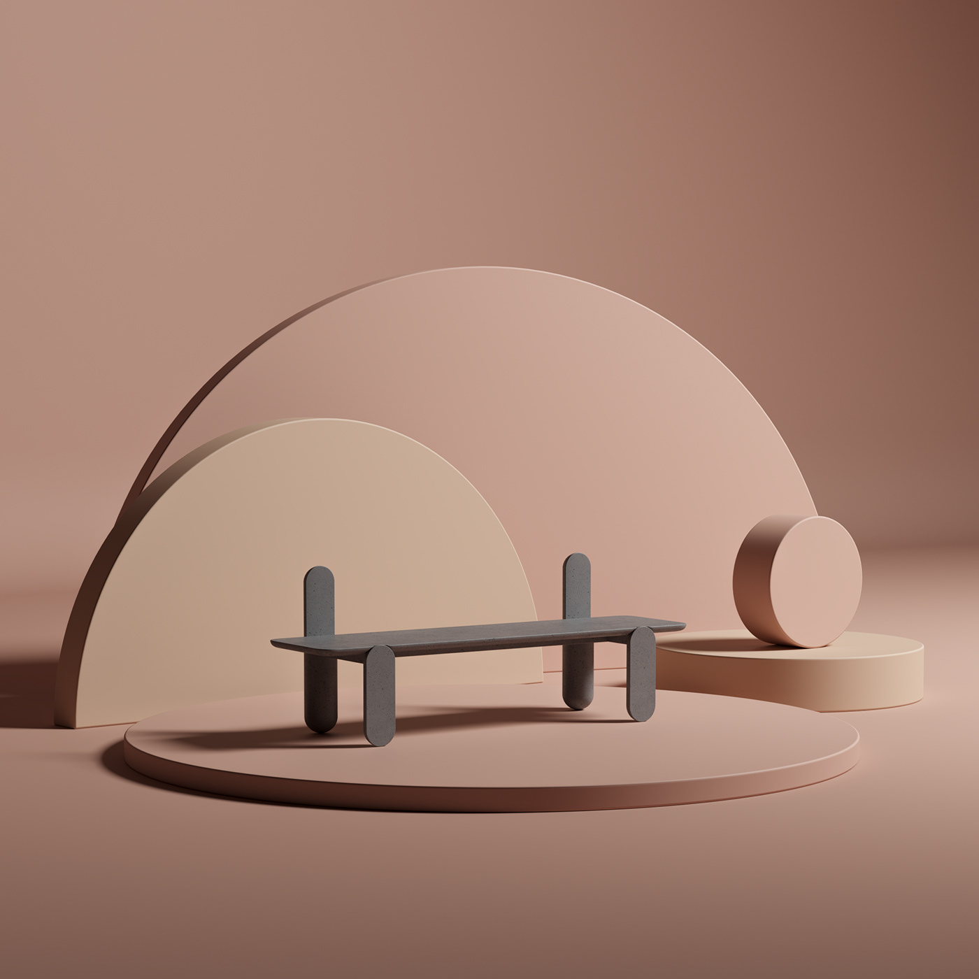 3D abstract cimento design furniture minimal Render set design  visualisation visualization