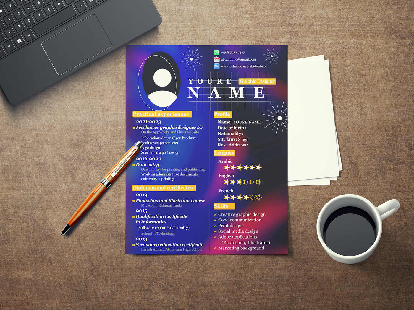 resume design CV Resume Curriculum Vitae resume template design identity print Printing