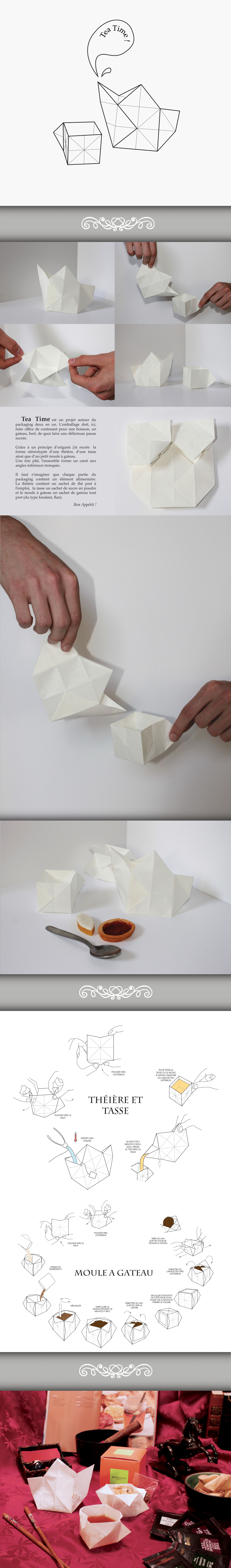 emballage the Tea Time tasse théière origami  Moule à gateau Deux en un contenant