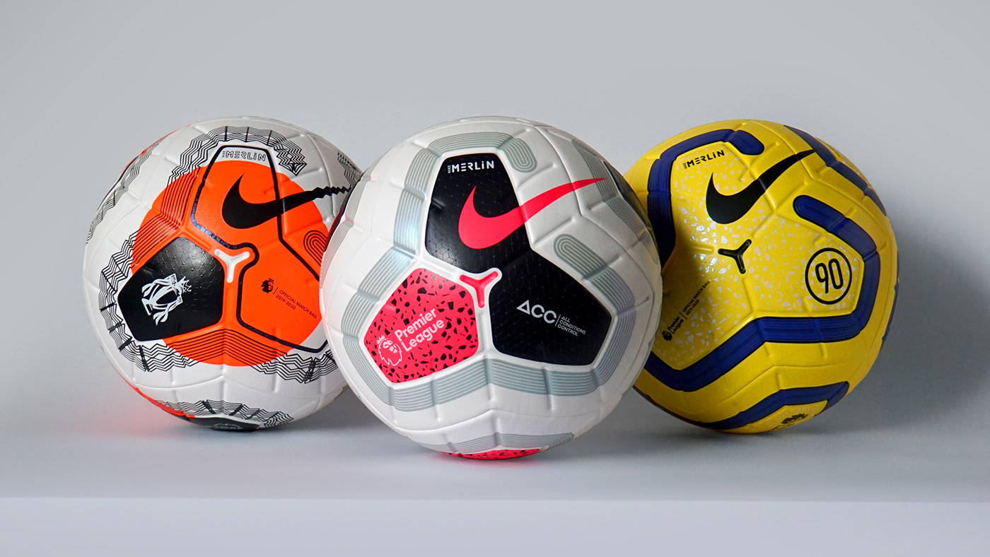 Nike merlin football soccer ball soccer graphic design  product design  Premier League Total 90 hi-vis