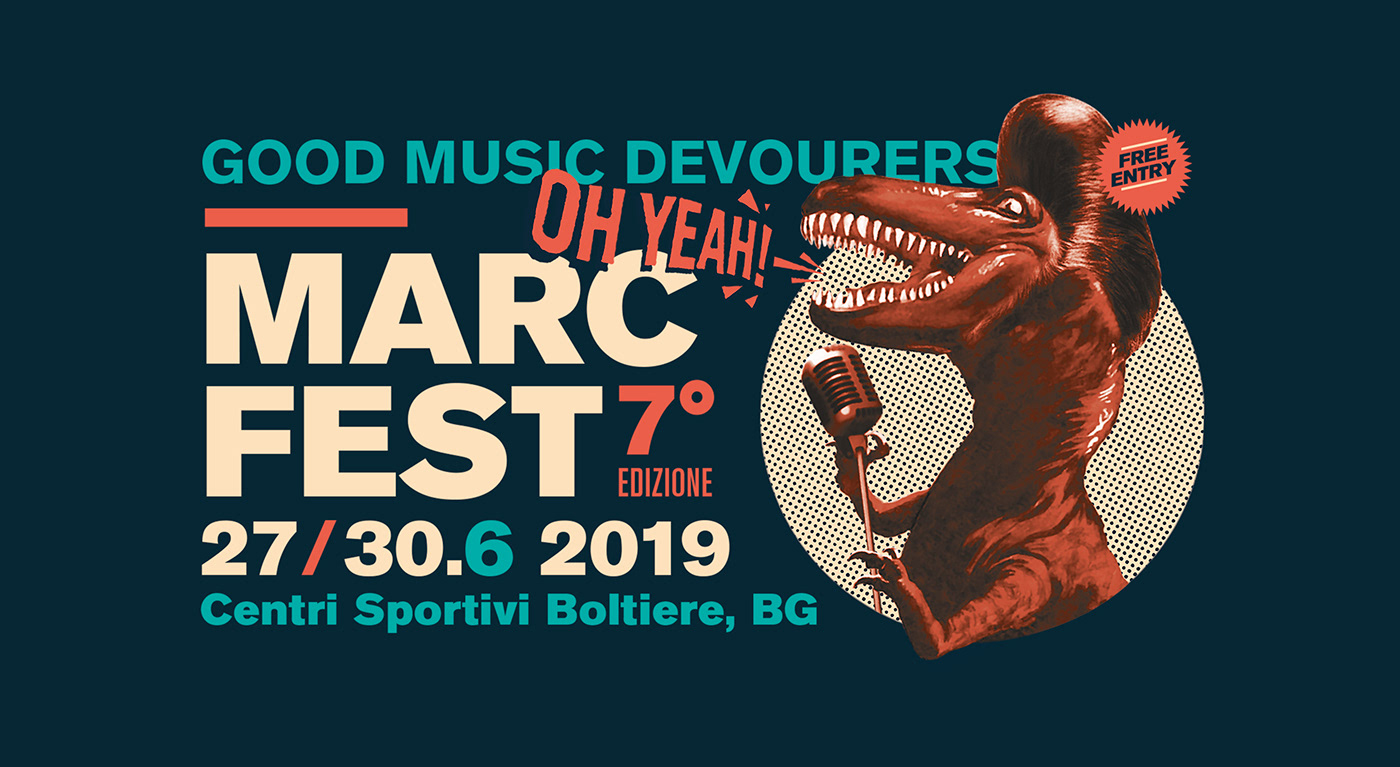 festival Music Festival bergamo dinosaurs t-rex flyer poster t-shirt graphic music