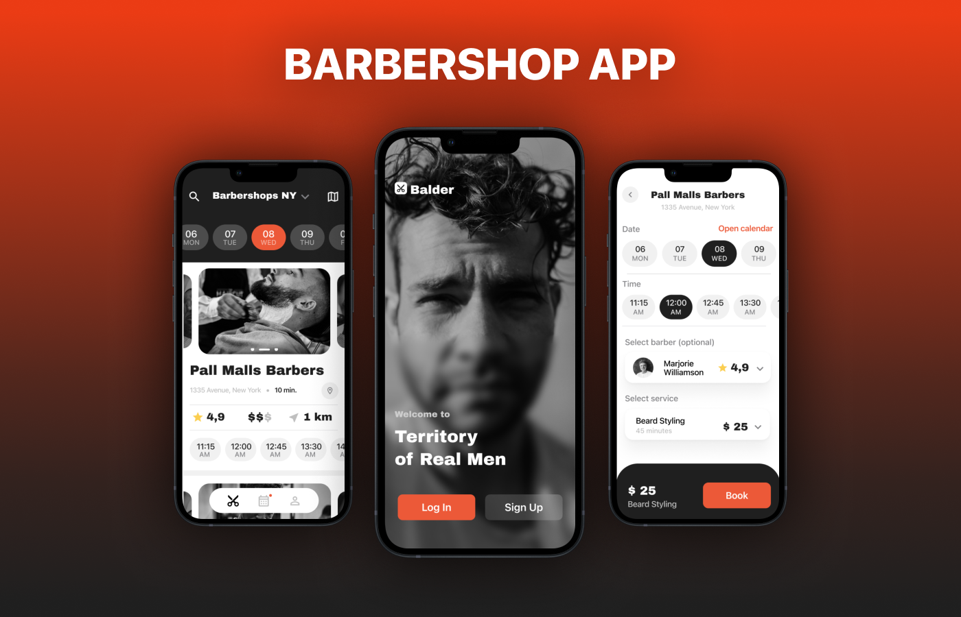 Mobile app UI/UX UI ui design ux UX design barber barbershop service scheduling
