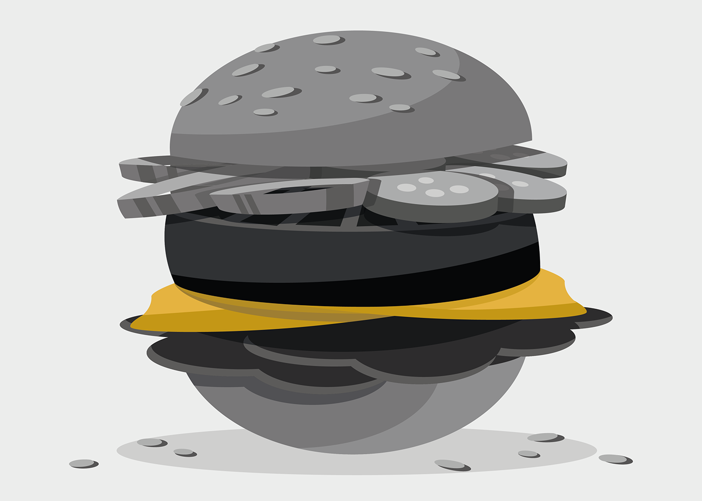 Advertising  burger Coffee digital illustration donut Food  Reastaurant restaurant salad Sushi