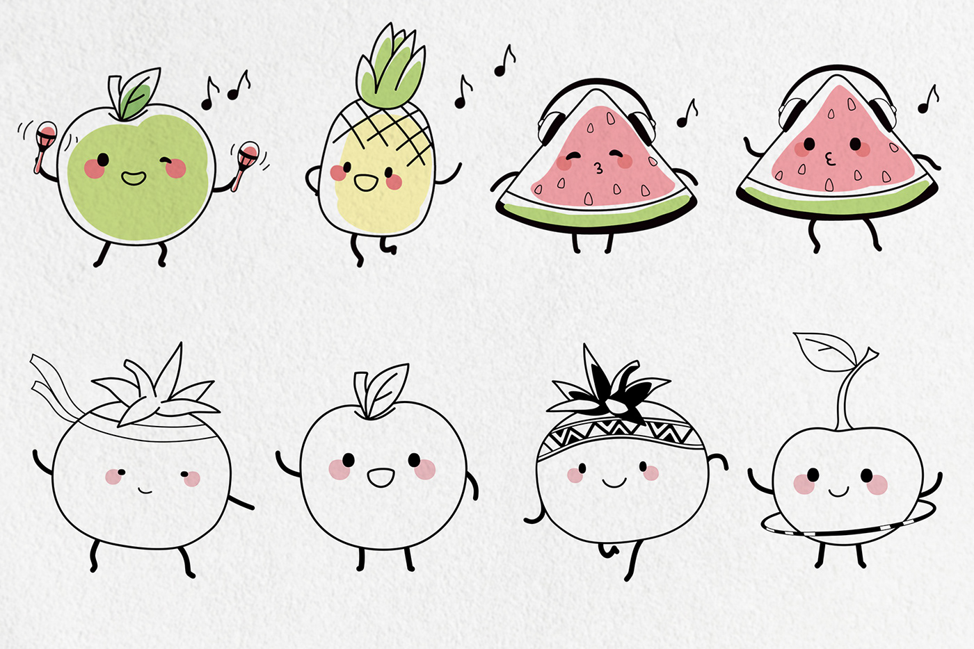 CG characters cute Digital Art  Drawing  drawing process fruits ILLUSTRATION  kawaii Procreate