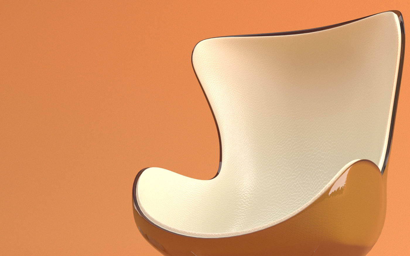 chair 3D egg model Interior yellow brown