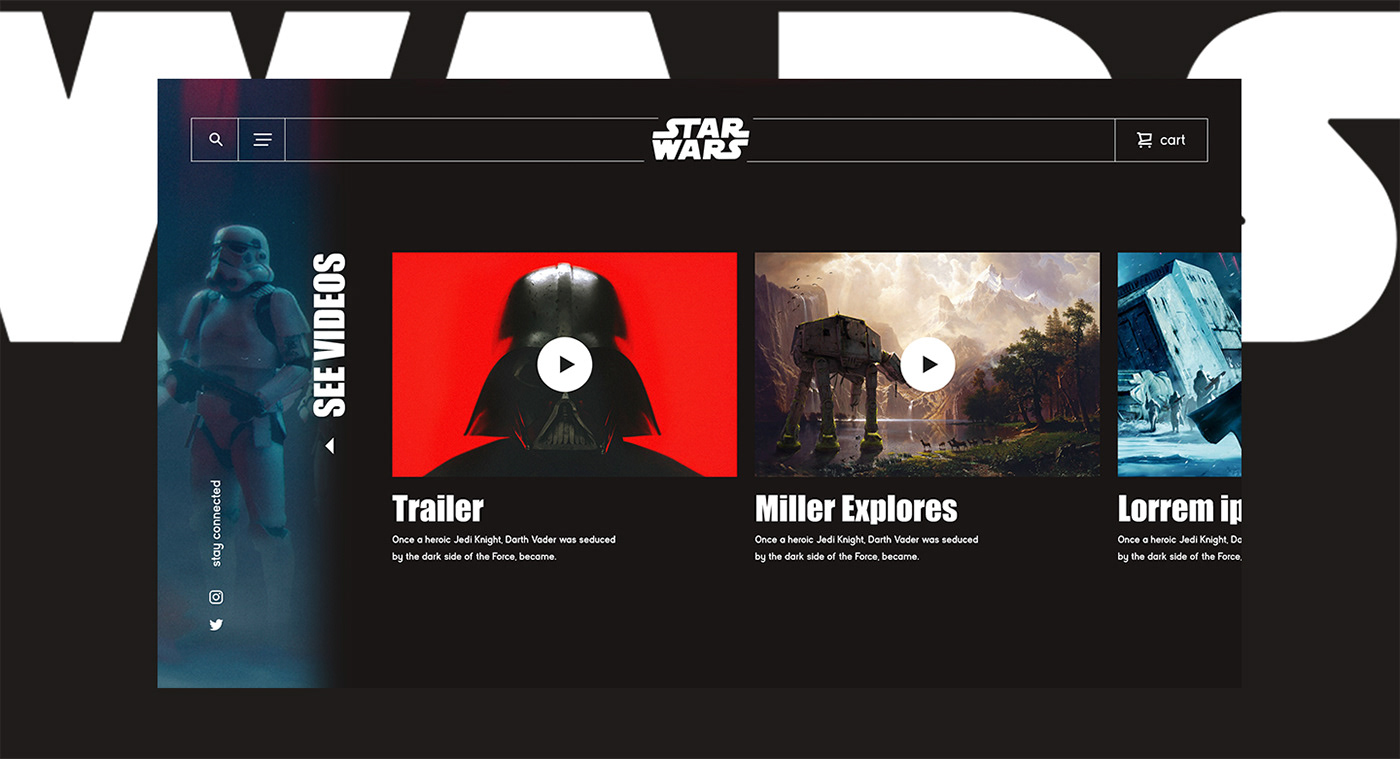 UI ux branding  star Wars Website store template inspiration
