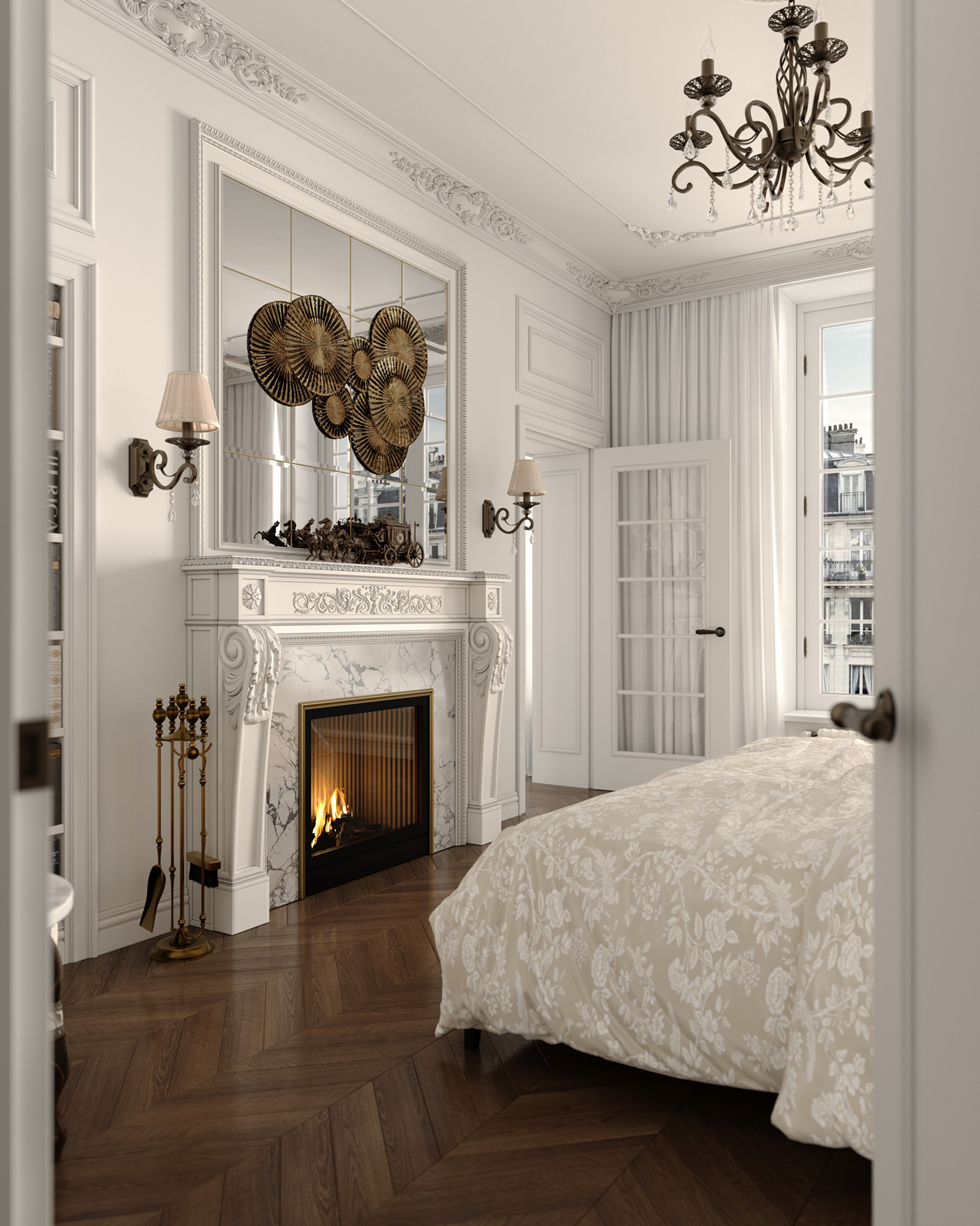 bed Interior bedroom design Bedroom interior neoclassical Classic Interior interior design  visualization Render corona
