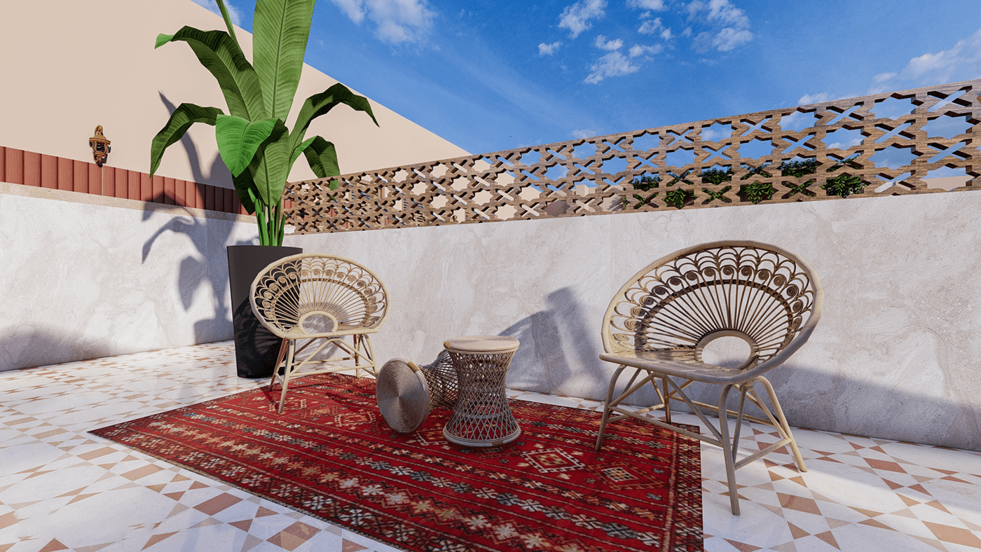 morroco morrocan arabic arabic Style terrace Interior architecture interior design  Render restaurant