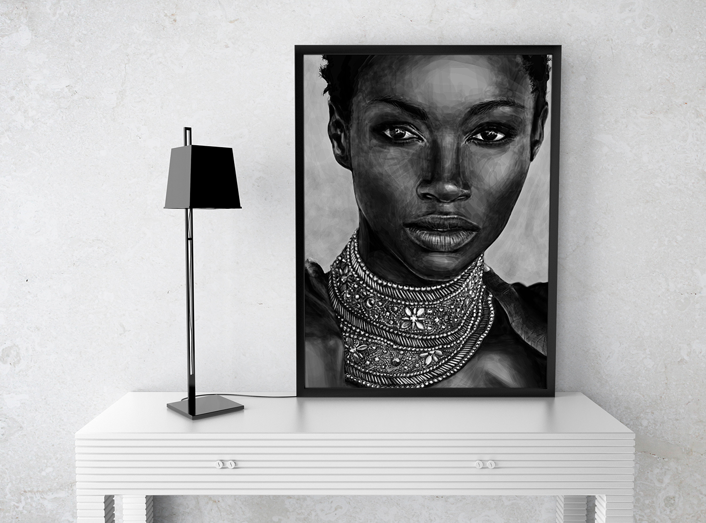 black & white women african Drawing  digital painting big lips beauty