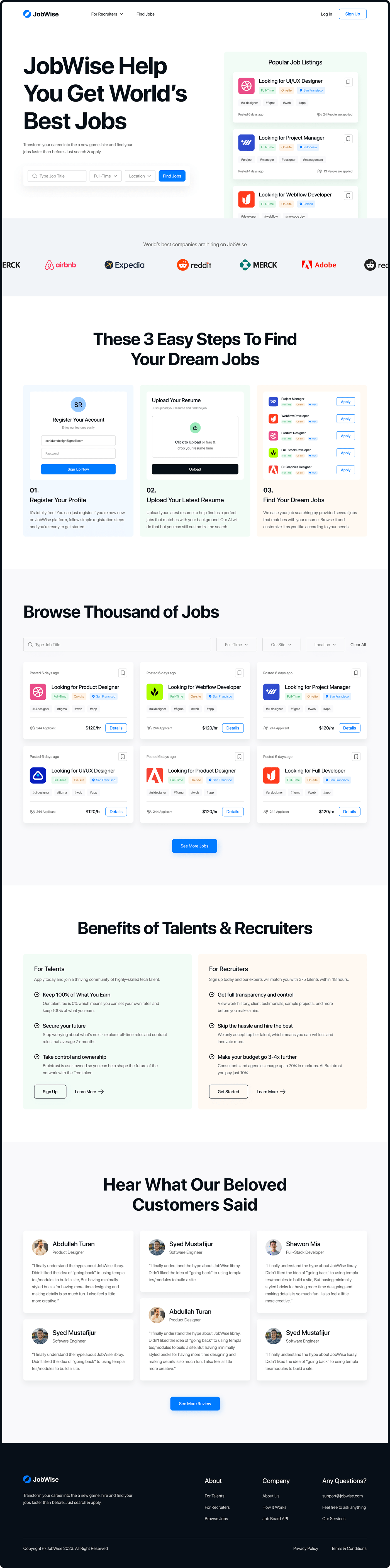 job finder Job Search job portal Website Design Web Design  landing page UI Remind job Find Work