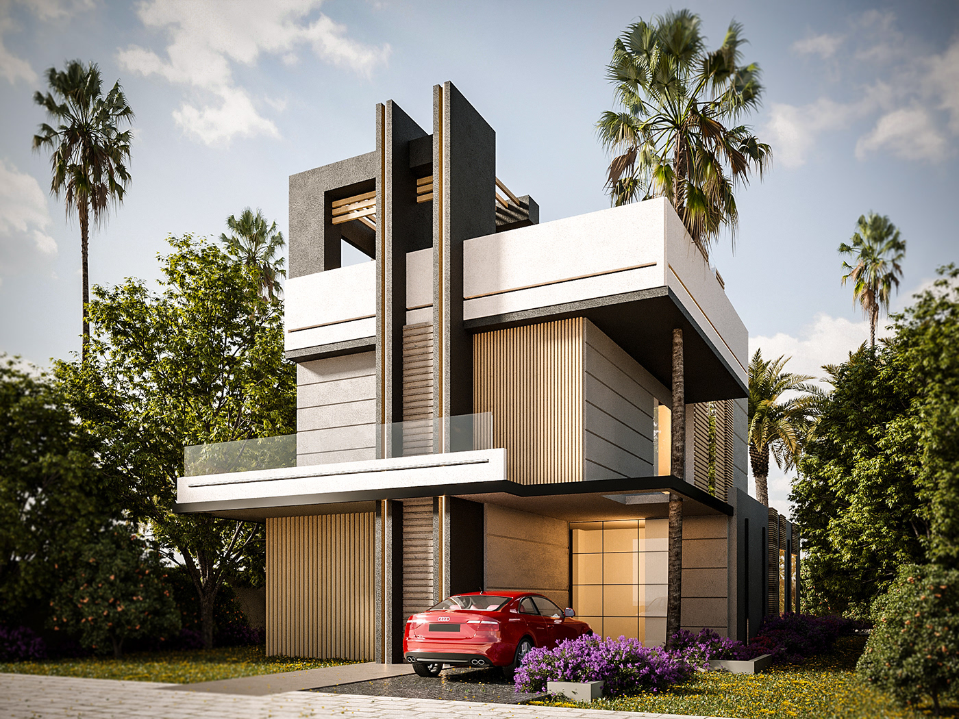 3D architecture corona exterior luxury modern pixel studio roukaya salah Villa villa design