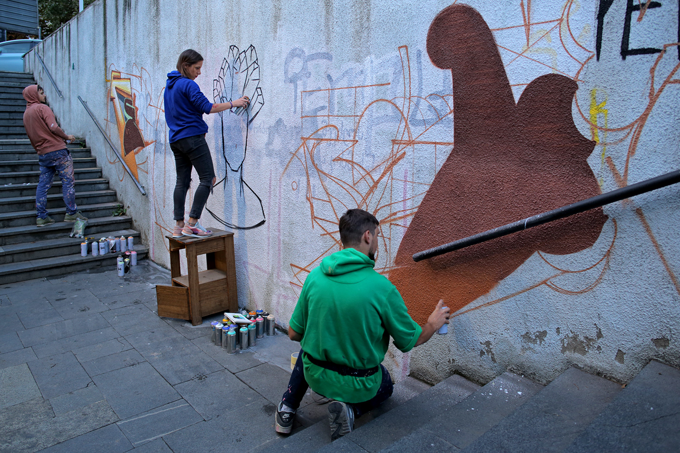 Collaboration ukraine tbilisi Georgia improvisation wallart Graffitiart wallpainting