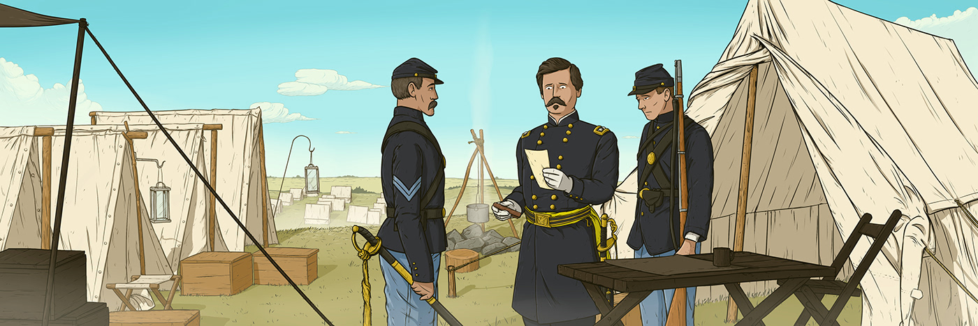 2DIllustration animated history animation  Character design  Civil War Confederate forces DigitalIllustration McClellan SOTIRIS GRITZALIS Union Army