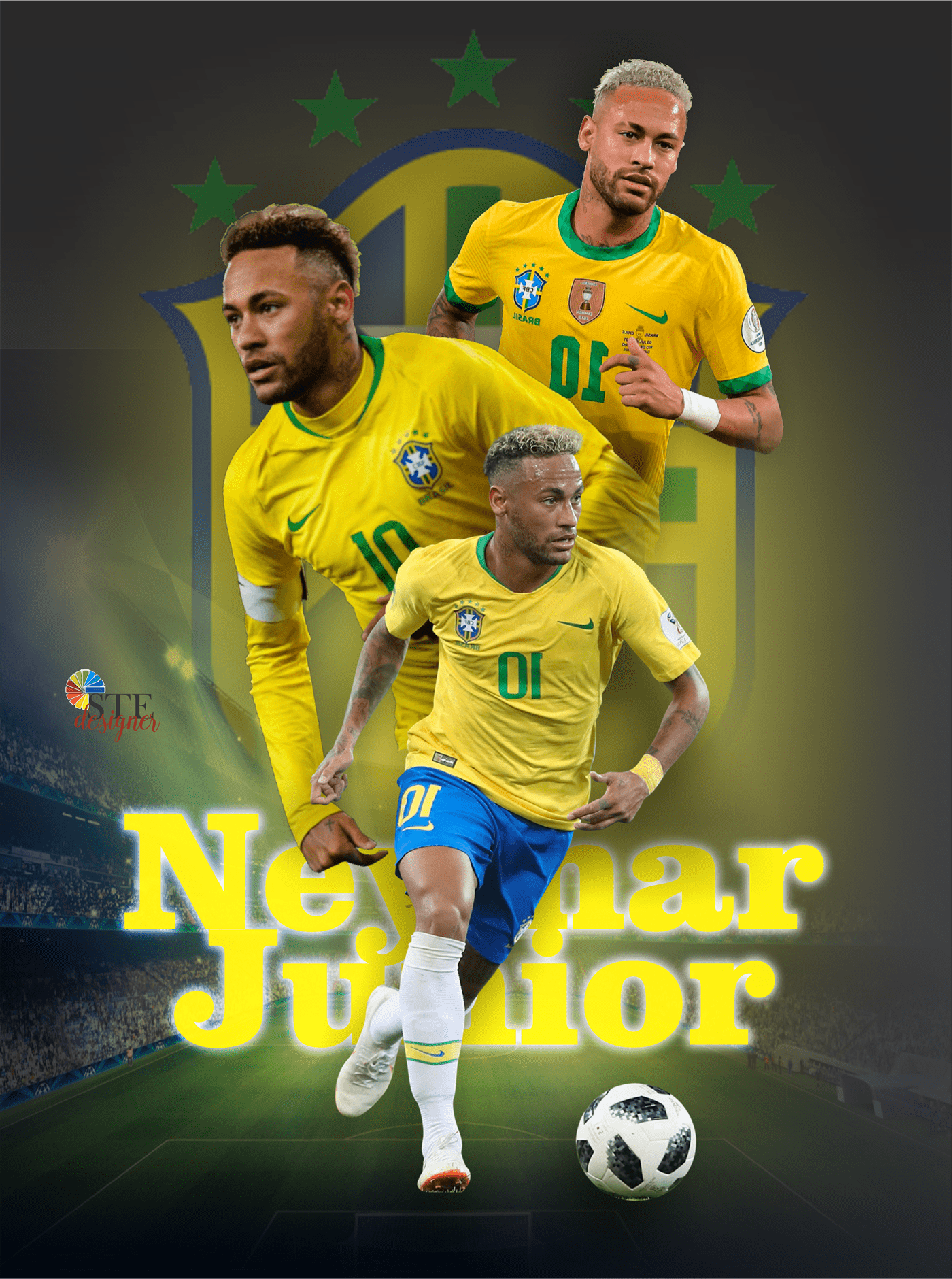Brasil copa do mundo designer gráfico flyer futebol identidade visual Neymar Jr social media