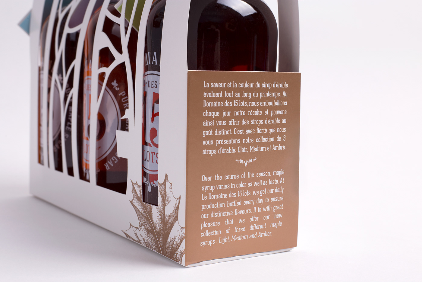 Packaging design maple syrup domainedes15lots artdirectoin Quebec Canada