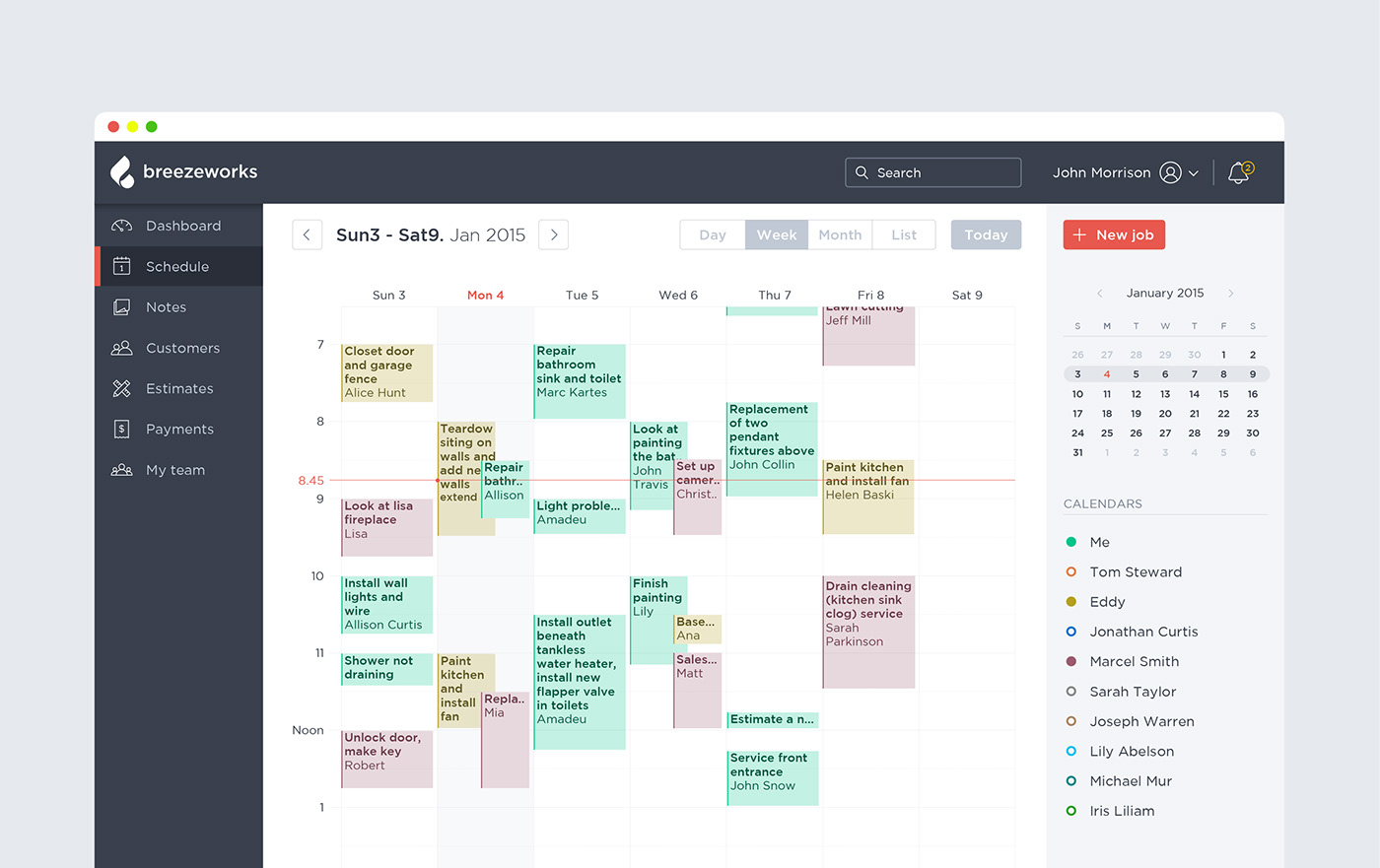 app calendar smartwork estimates tool android ios team payments dashboard