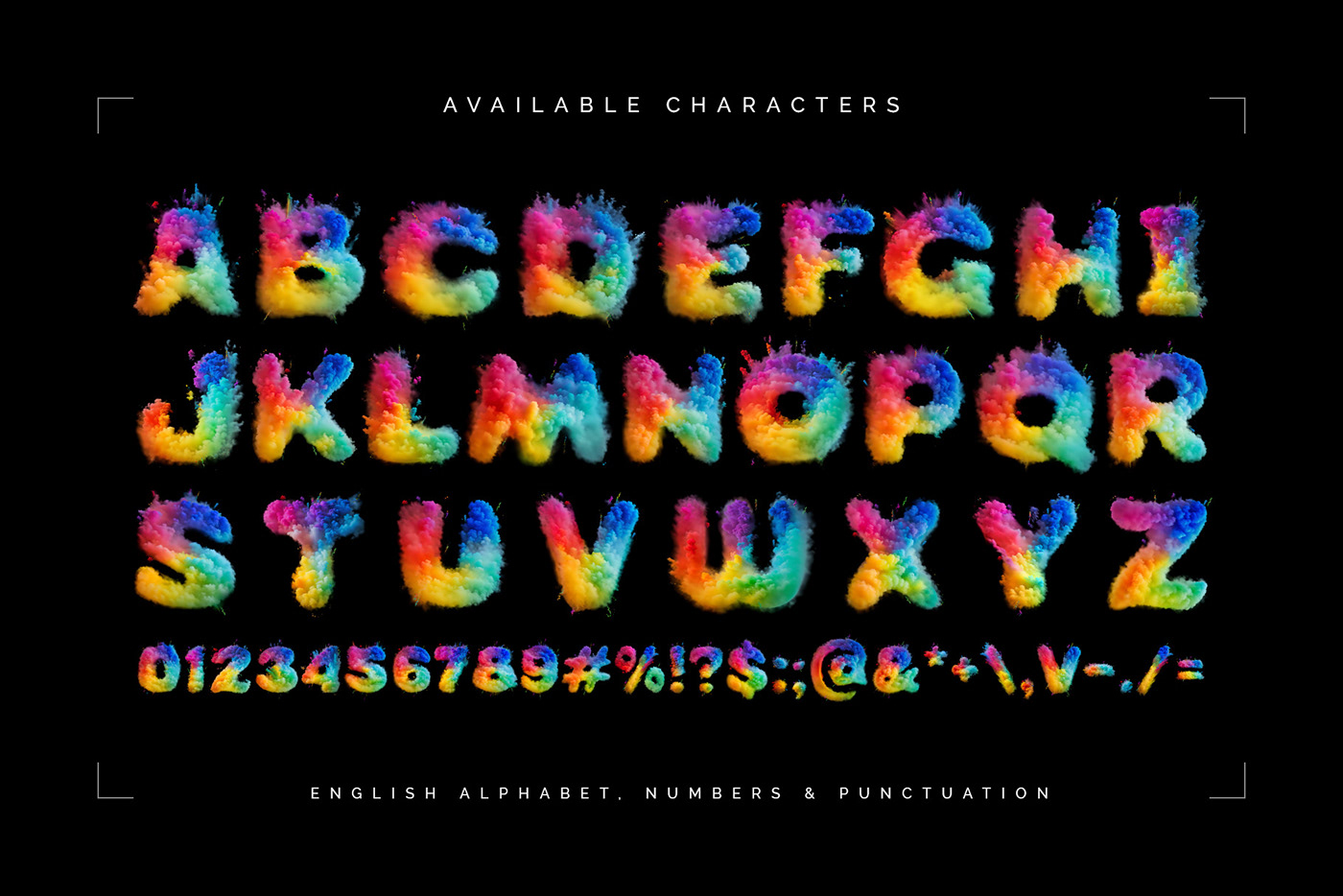 color font svg powder smoke typography   lettering colorful rainbow font alphabet