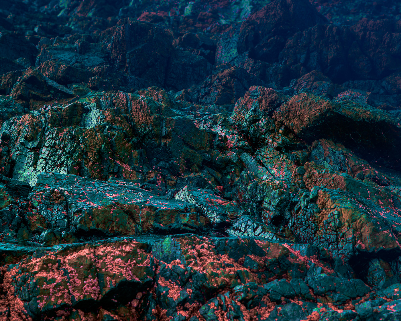 alien cliffs colour cornwall geology glow infrared Landscape rock surreal