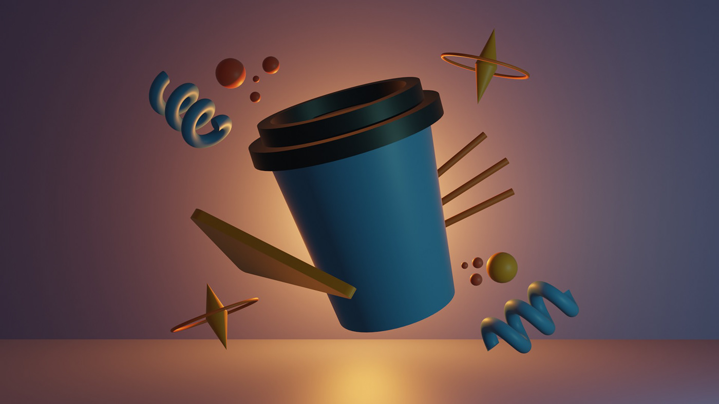 3D blender cup Coffee 3d art Render abstract composition astratto bicchiere composizione astratta