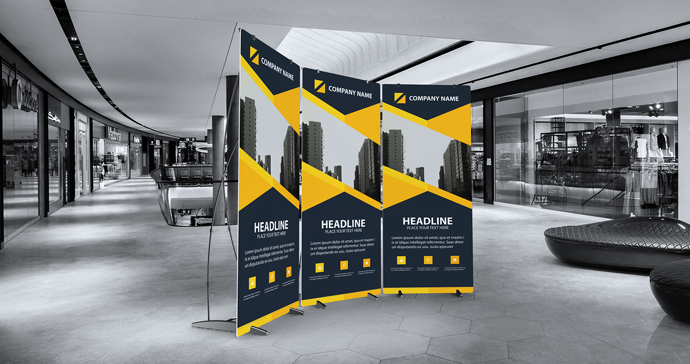 Free Banner Mockup ad Advertising banner counter creative design Display Event Exhibition
