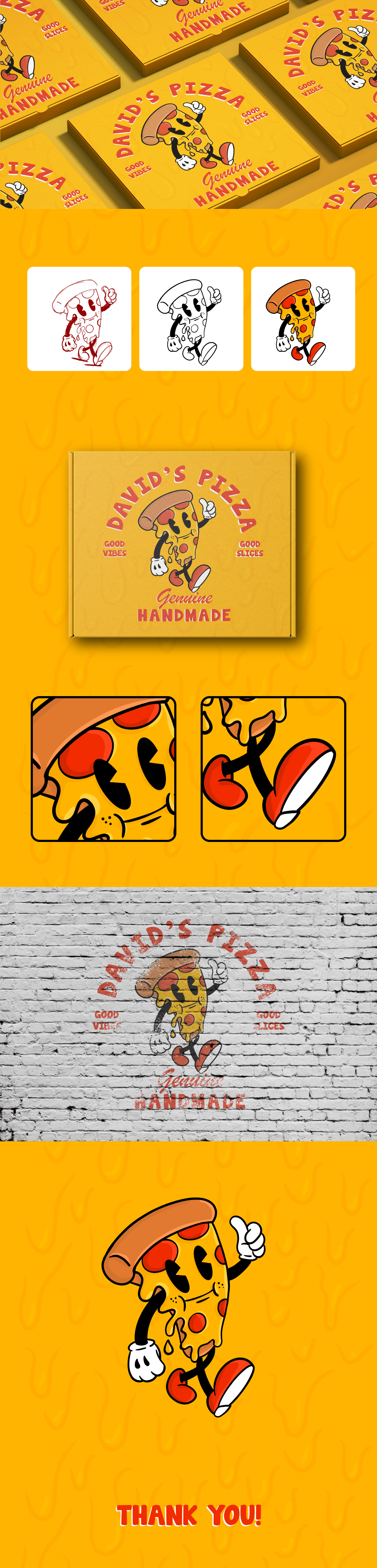 30s Advertising  cartoon Character design  ILLUSTRATION  Logo Design Mascot Pizza Procreate vintage