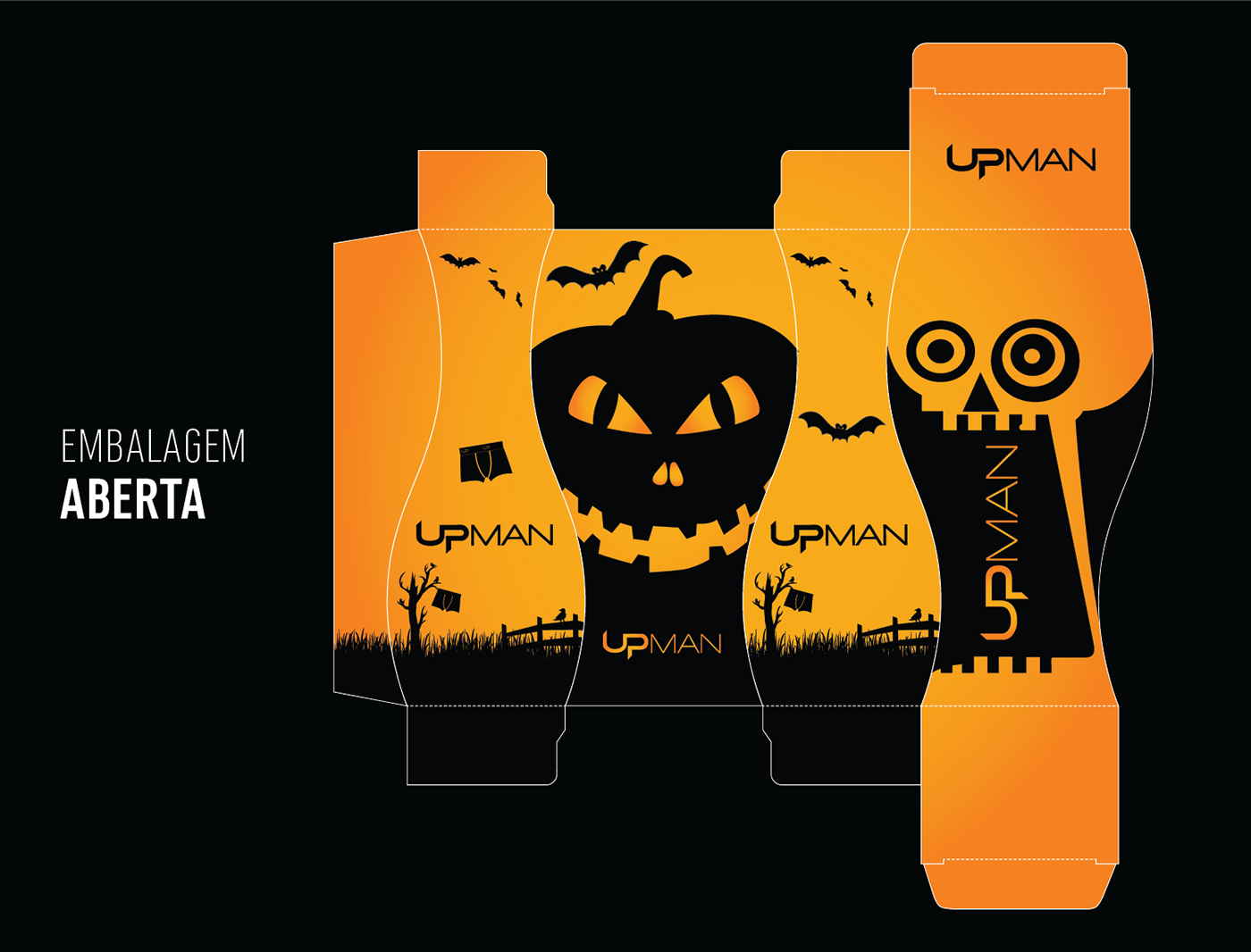 upman cueca Halloween embalagem Pack design pack 3D design underware Packaging