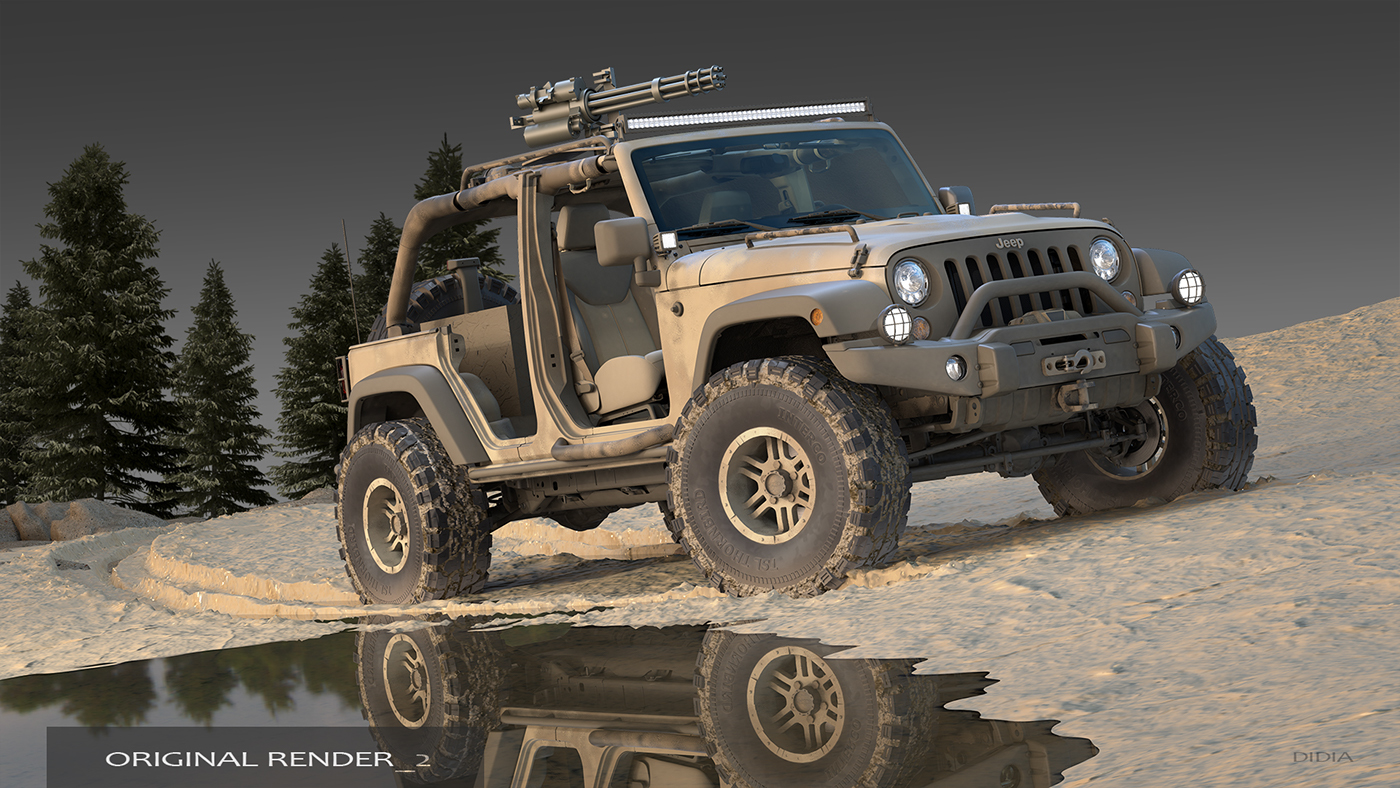 CGI keyshot jeep Military Off-Road Patrol automotive  