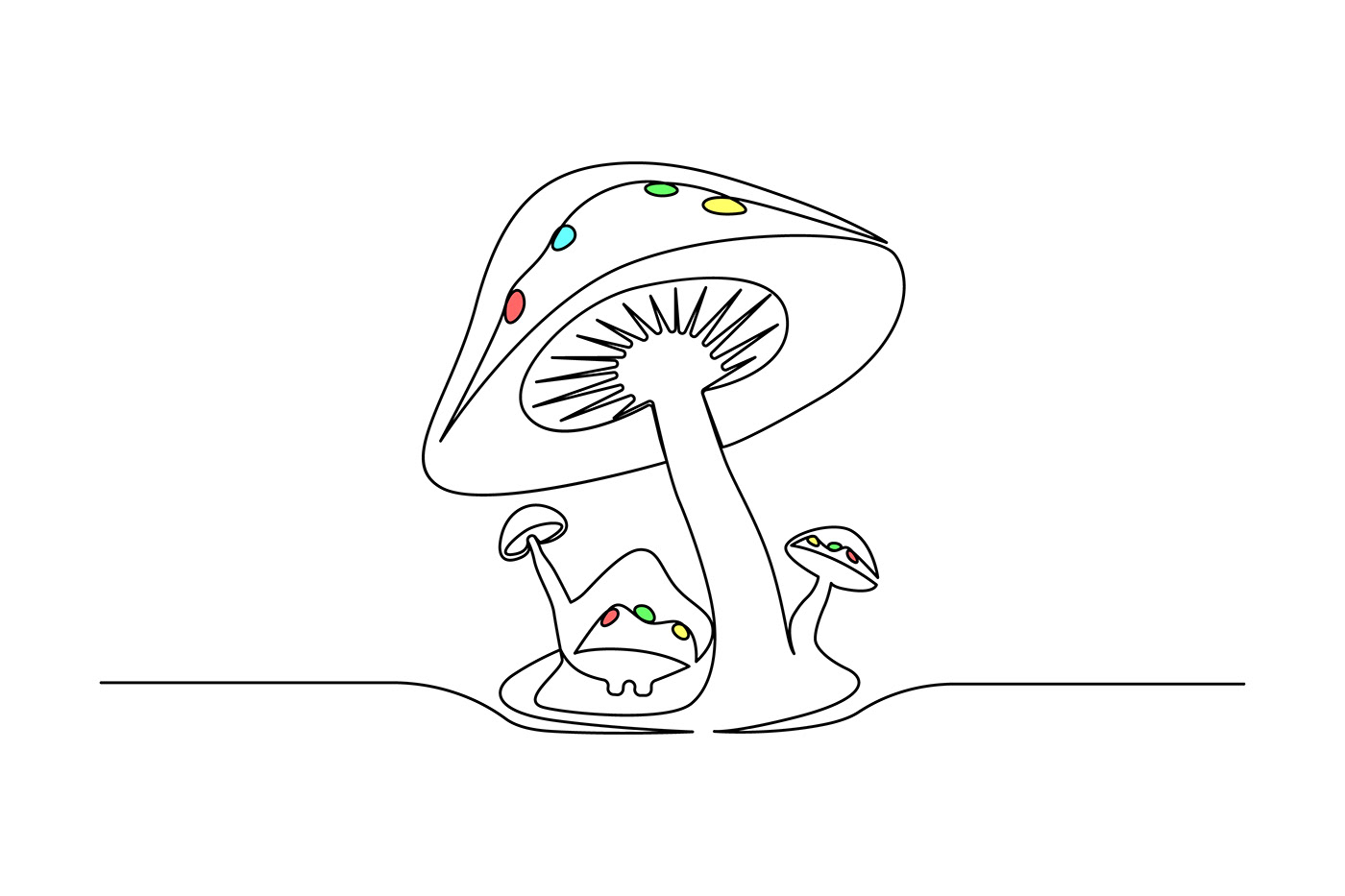 Digital Art  mushrooms illustration line art illustration line art Mushroom drawing drawing art illustration art continuous mushroom mushroom illustration mushroom single line