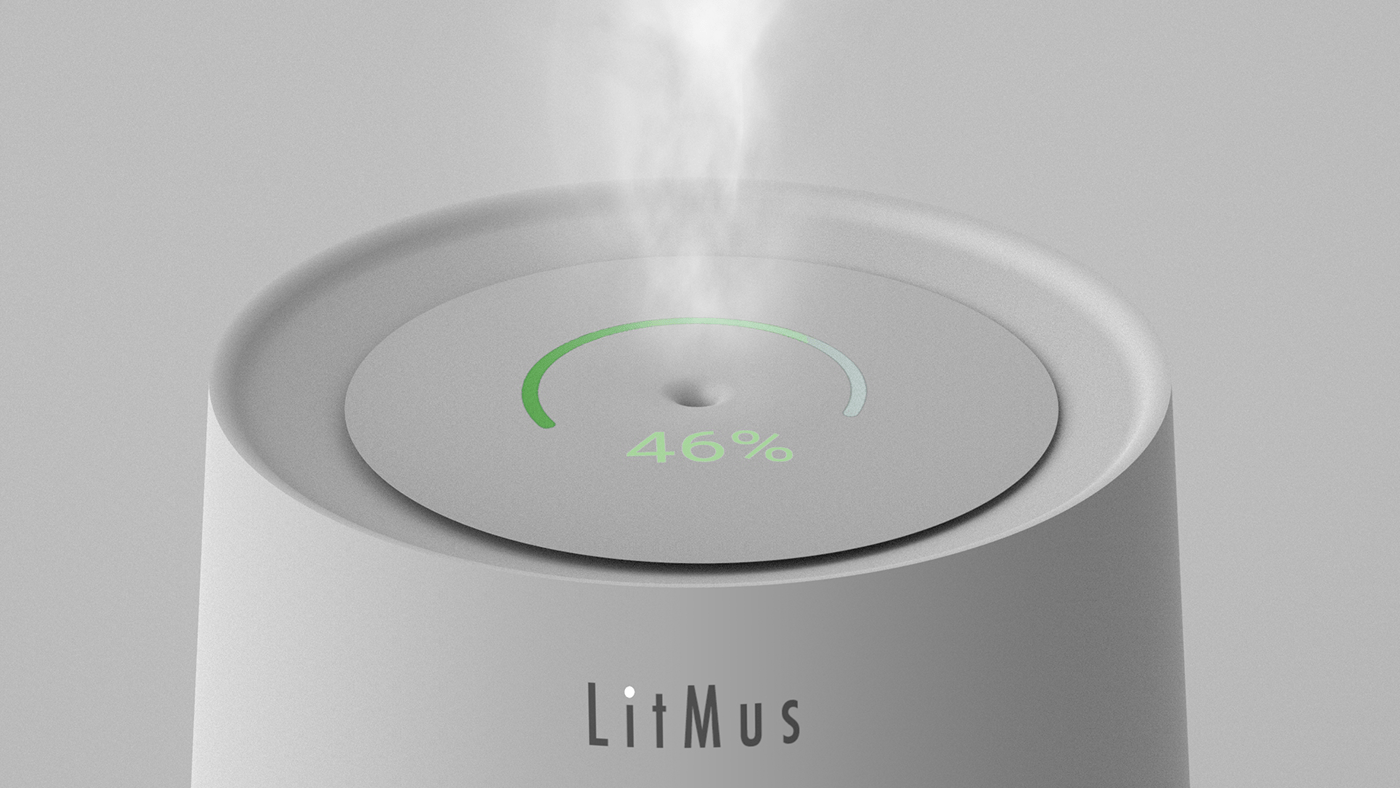 Litmus product design  industrial design  smart device Interaction design  Mobile app sumitsketchbook minimal aesthetic humidifier