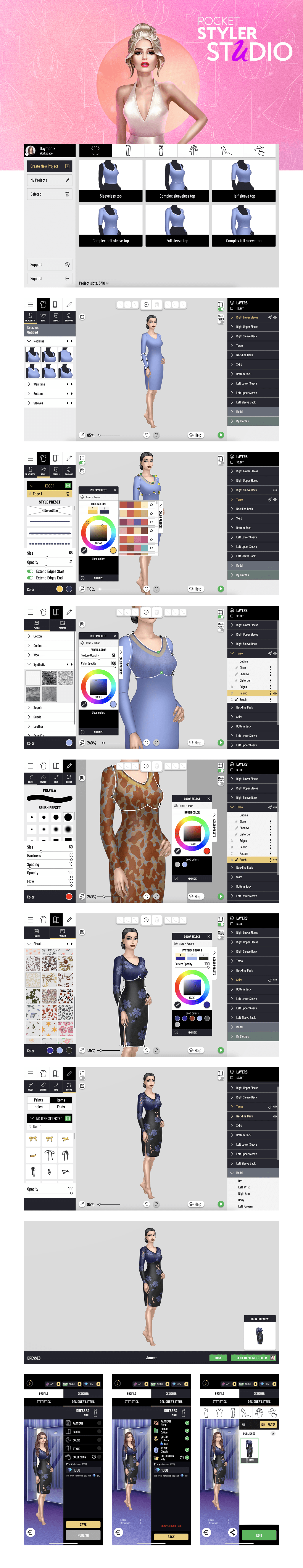 UI/UX Fashion Clothing Fashion  Clothing game modeling woman model beauty online editor