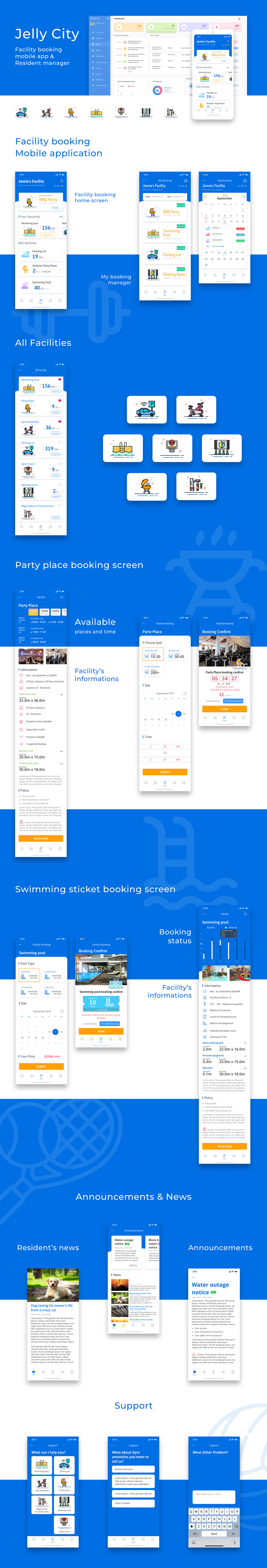 Booking facility resident management dashboard cms application UI ux