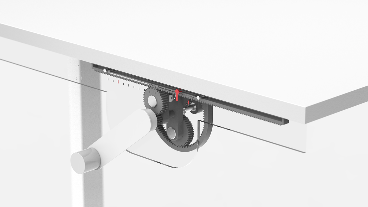 industrial design  product design  table desk mechanism Gear keyshot Render standing desk height adjustable