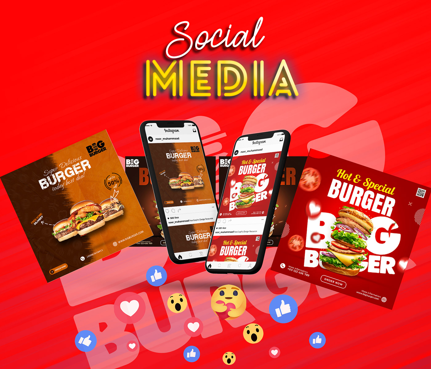 Social Media Post Design Social Media Design social media burger social media post