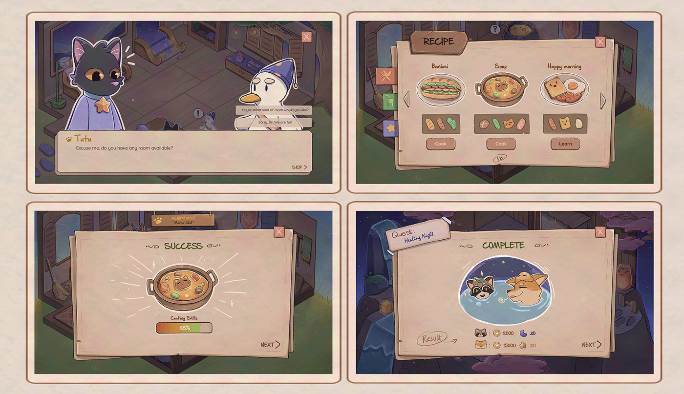 art Character design  cute Digital Art  game Game Art game design  mobile game cooking ui ux