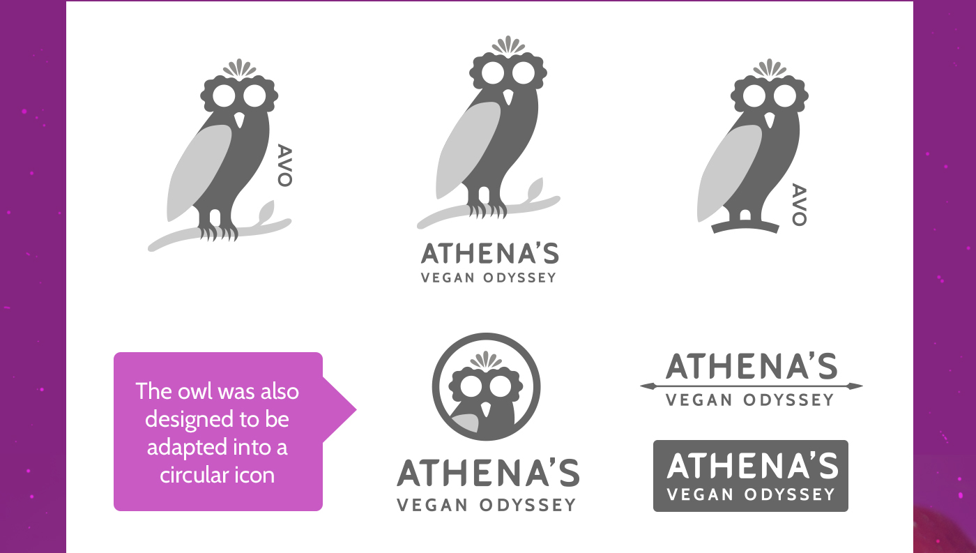 Logo Design logo brand vegan healthy veganism owl athena greek goddess goddess